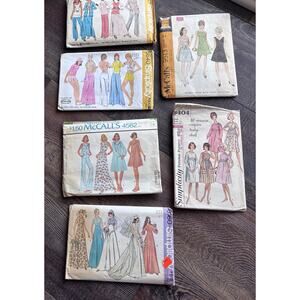Vintage Lot 60's 70's Misses Sz 12 14 Sewing Patterns Dresses Boho Pants Tops